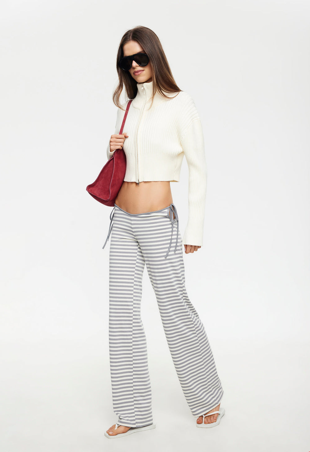 Bloom Tie Pant - Ash Stripe Lioness Fashion
