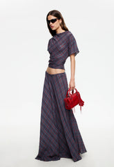 Halcyon Maxi Skirt - Jade Plaid Lioness Fashion