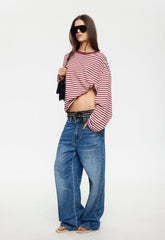 Bloom Long Sleeve - WIne Stripe Lioness Fashion