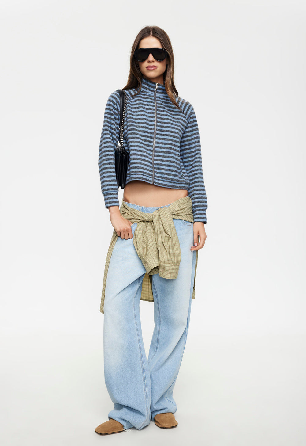 Bloom Knit Jacket - Grey Blue Stripe Lioness Fashion
