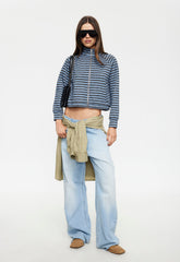 Bloom Knit Jacket - Grey Blue Stripe Lioness Fashion