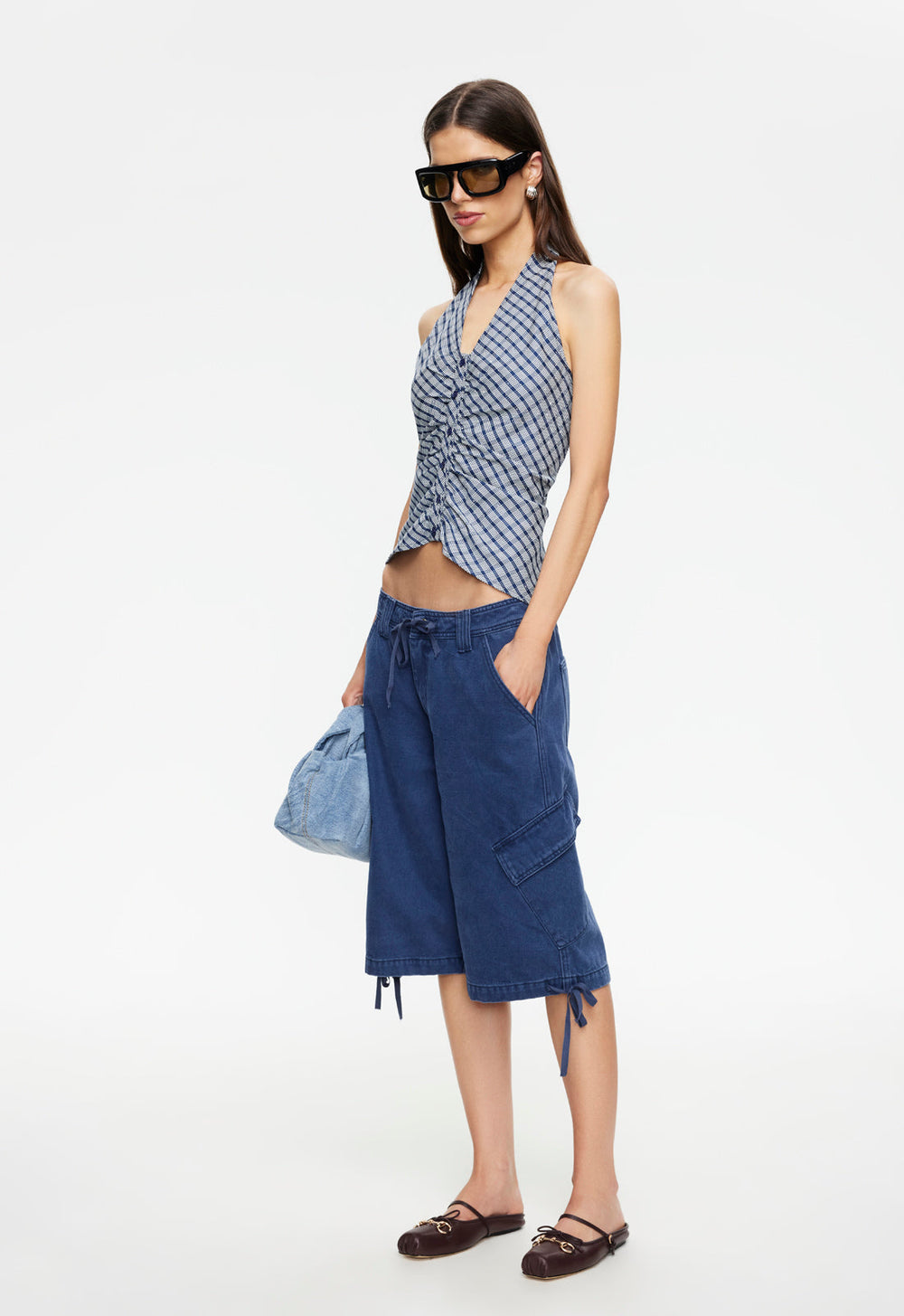 POWER HOUR HALTER - NAVY PLAID Lioness Fashion