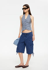POWER HOUR HALTER - NAVY PLAID Lioness Fashion
