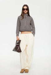 Bloom Knit jacket - Beige Chocolate Stripe Lioness Fashion