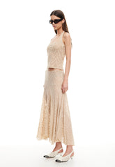 IN BLOOM LACE MIDI SKIRT - TAUPE Lioness Fashion