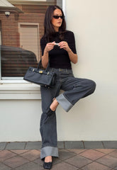 Top Model Cuffed Jean - Charcoal Lioness Fashion