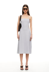 MOONLIT MIDI DRESS - LIGHT GREY PINSTRIPE Lioness Fashion