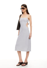 MOONLIT MIDI DRESS - LIGHT GREY PINSTRIPE Lioness Fashion