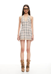 CHARMED MINI DRESS - BEIGE PLAID Lioness Fashion