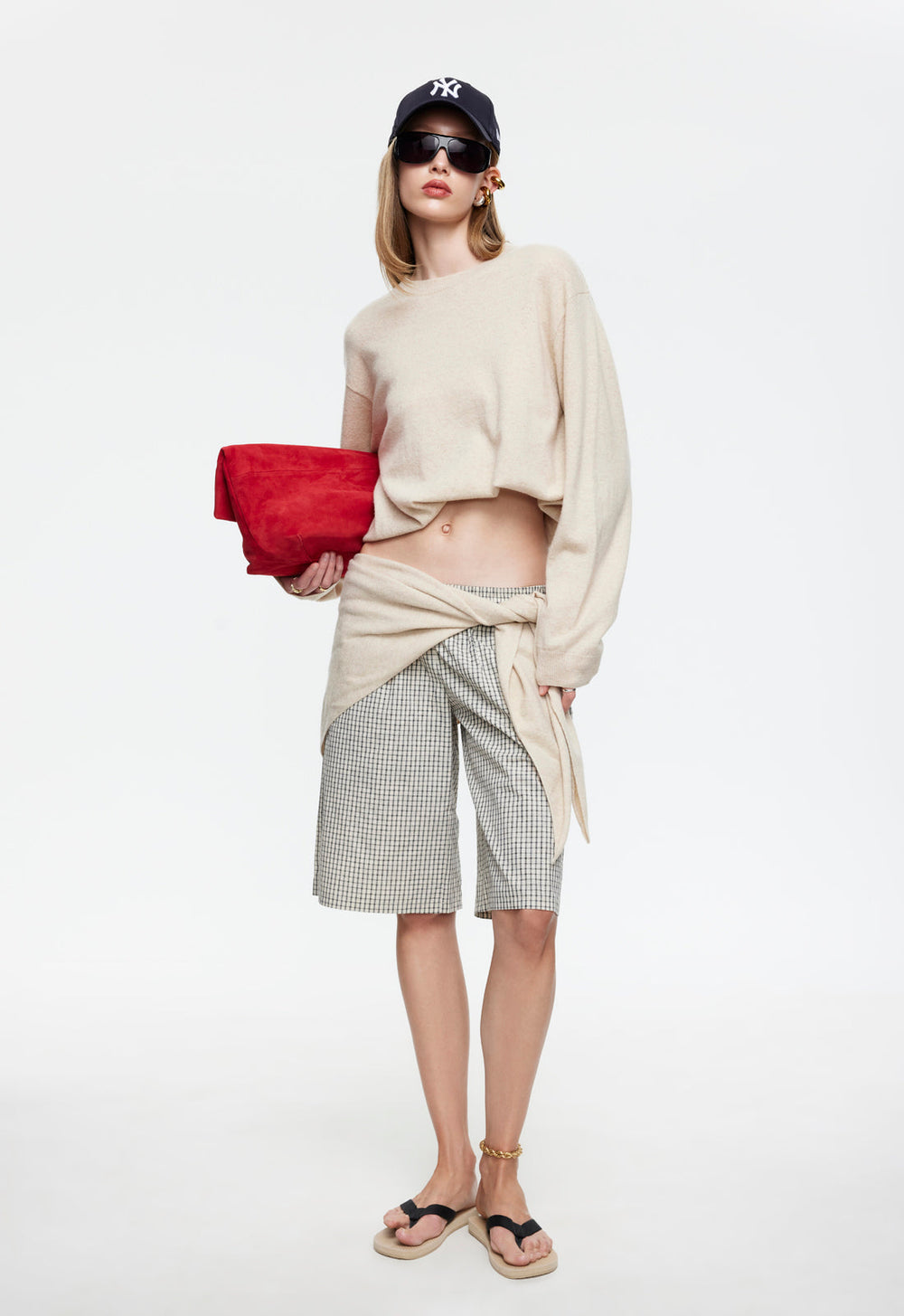 SEVIGNEY LONG SHORT - CREAM CHECK Lioness Fashion