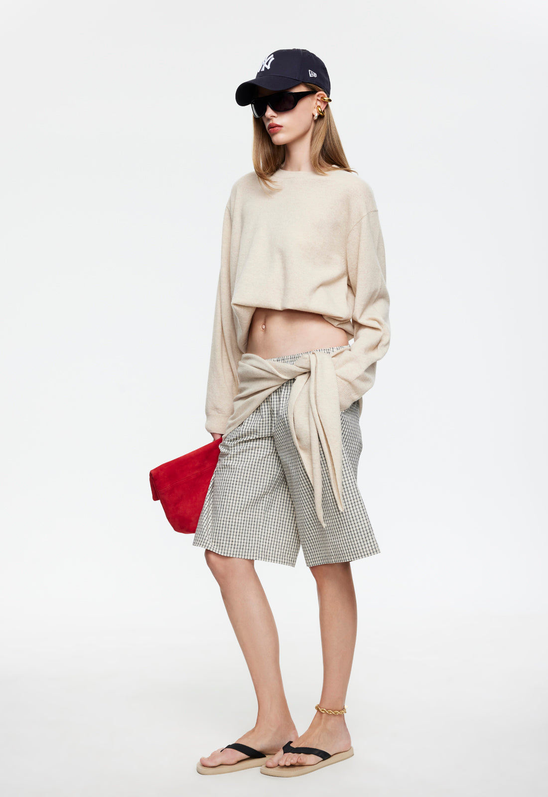 SEVIGNEY LONG SHORT - CREAM CHECK Lioness Fashion
