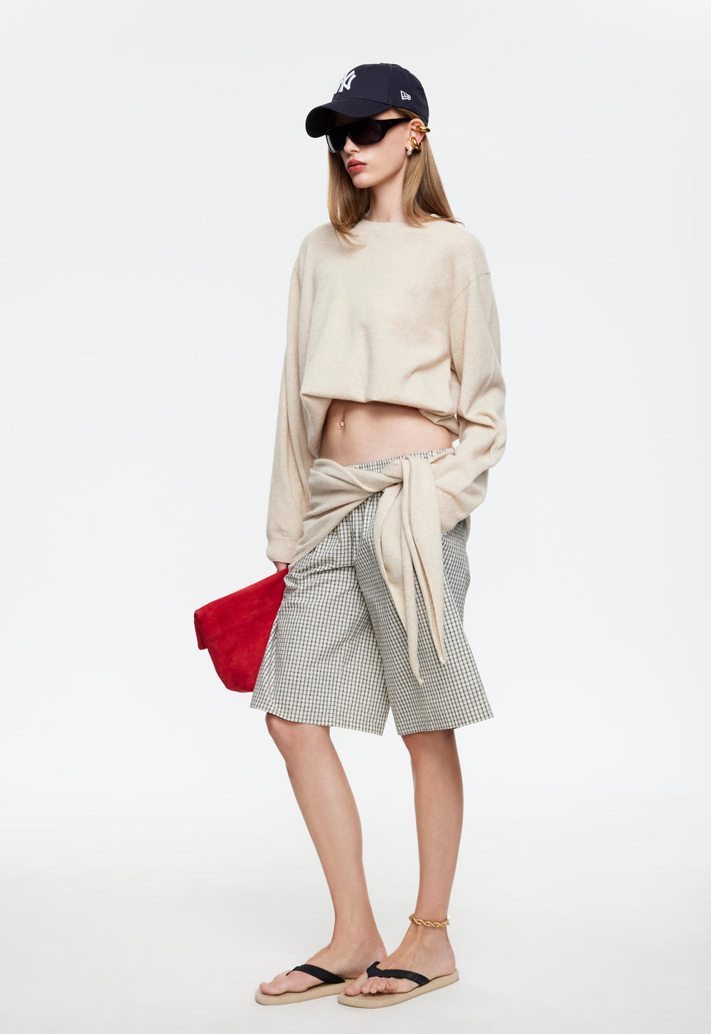 SEVIGNEY LONG SHORT - CREAM CHECK Lioness Fashion
