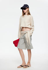 SEVIGNEY LONG SHORT - CREAM CHECK Lioness Fashion
