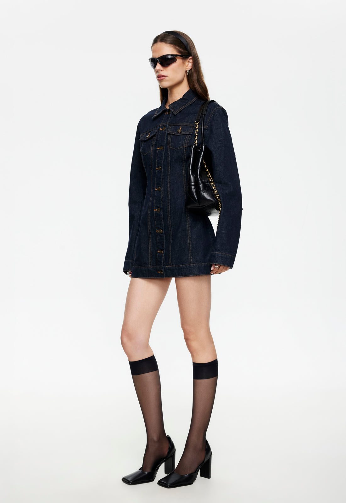 Rider Denim Mini Dress - Dark Denim Lioness Fashion