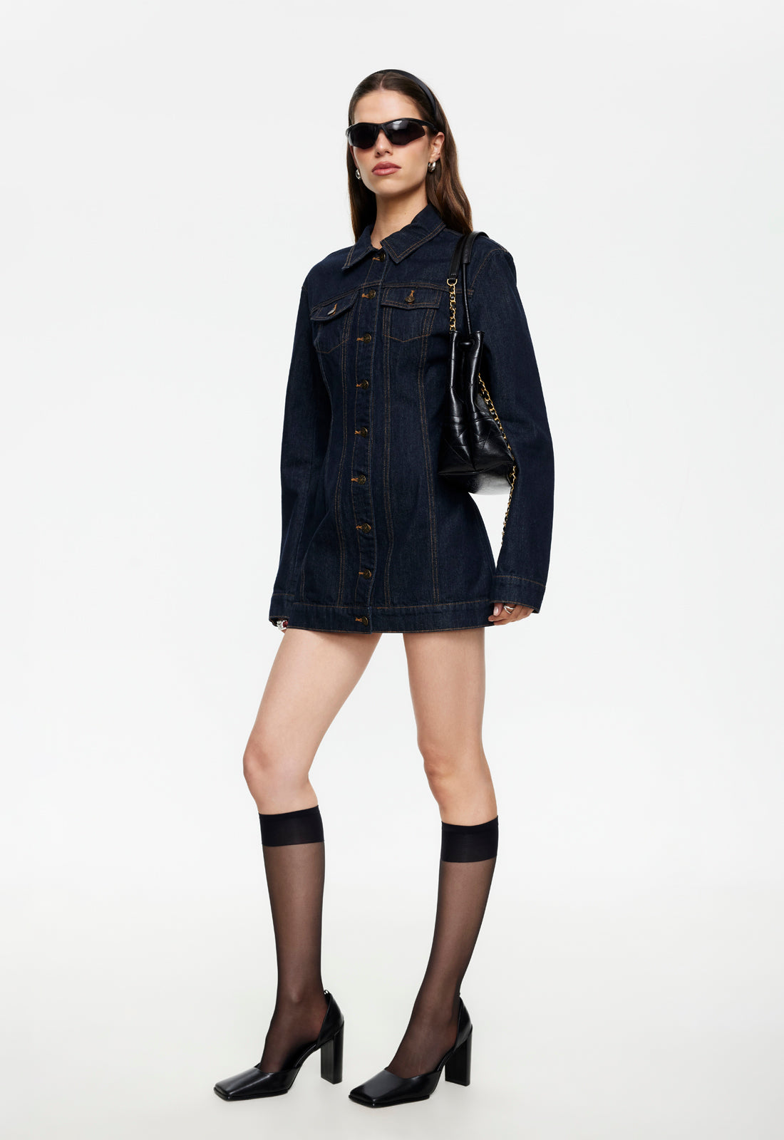 Rider Denim Mini Dress - Dark Denim Lioness Fashion