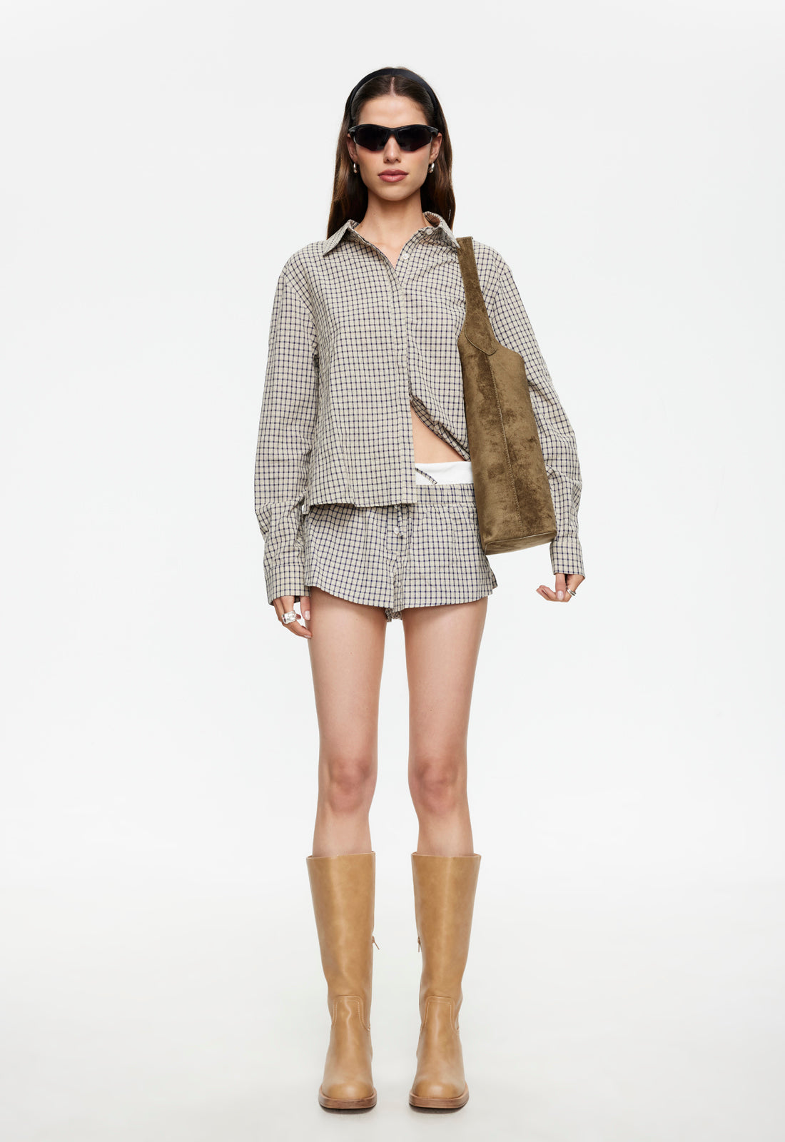Nirvana Short - Vintage Beige Plaid Lioness Fashion