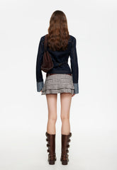 Double Ruffle Mini Skort - Cocoa Plaid Lioness Fashion
