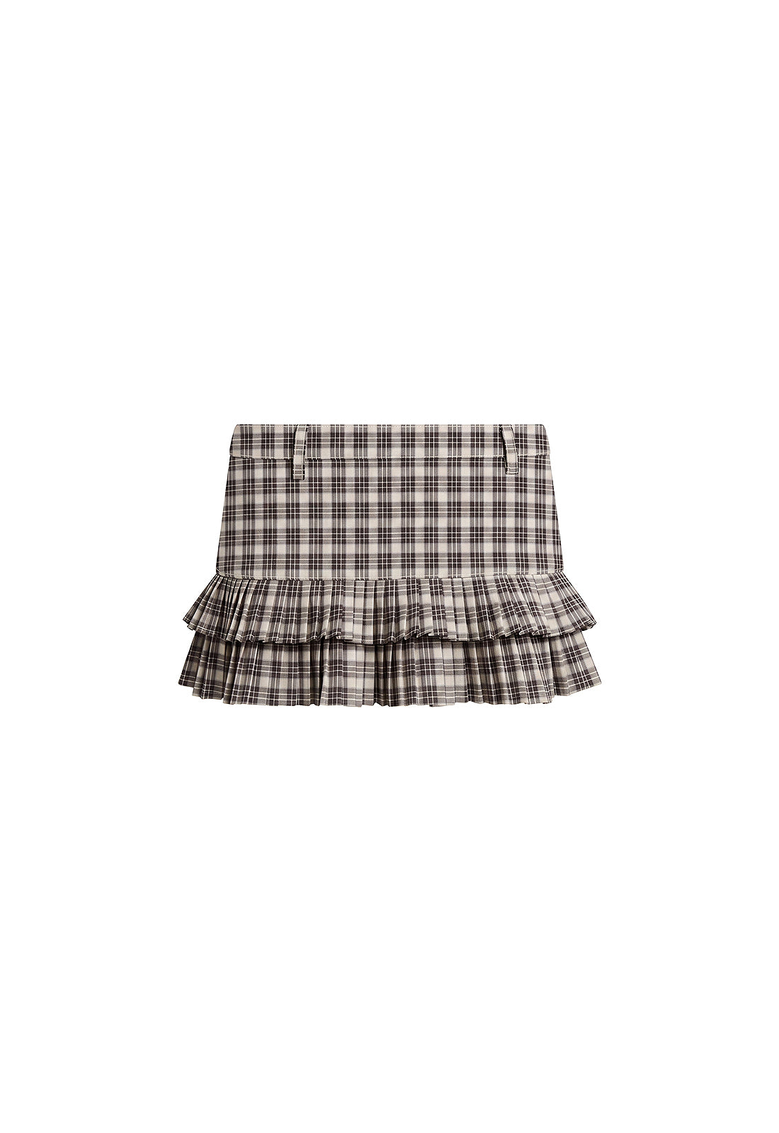 Double Ruffle Mini Skort - Cocoa Plaid Lioness Fashion