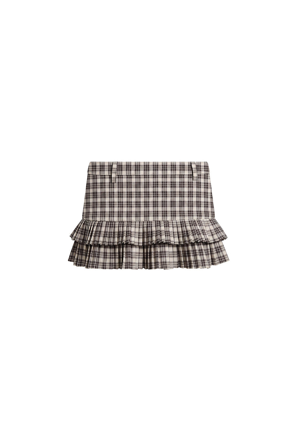 Double Ruffle Mini Skort - Cocoa Plaid Lioness Fashion