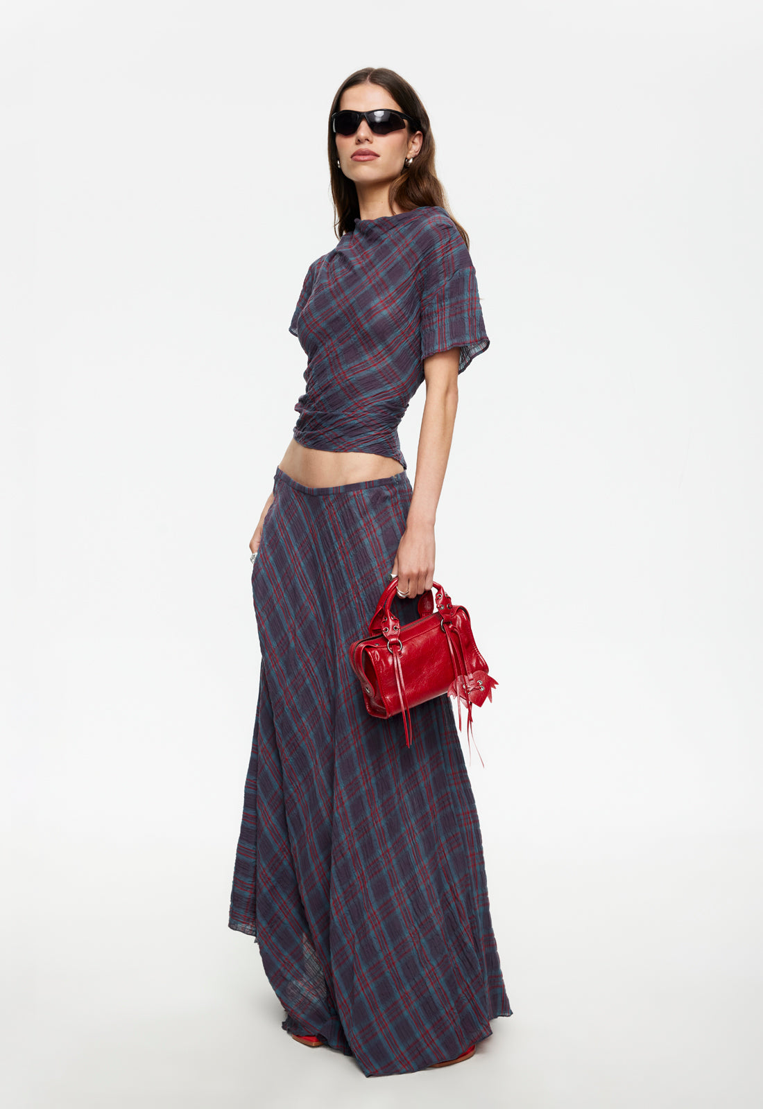 Halcyon Maxi Skirt - Jade Plaid Lioness Fashion