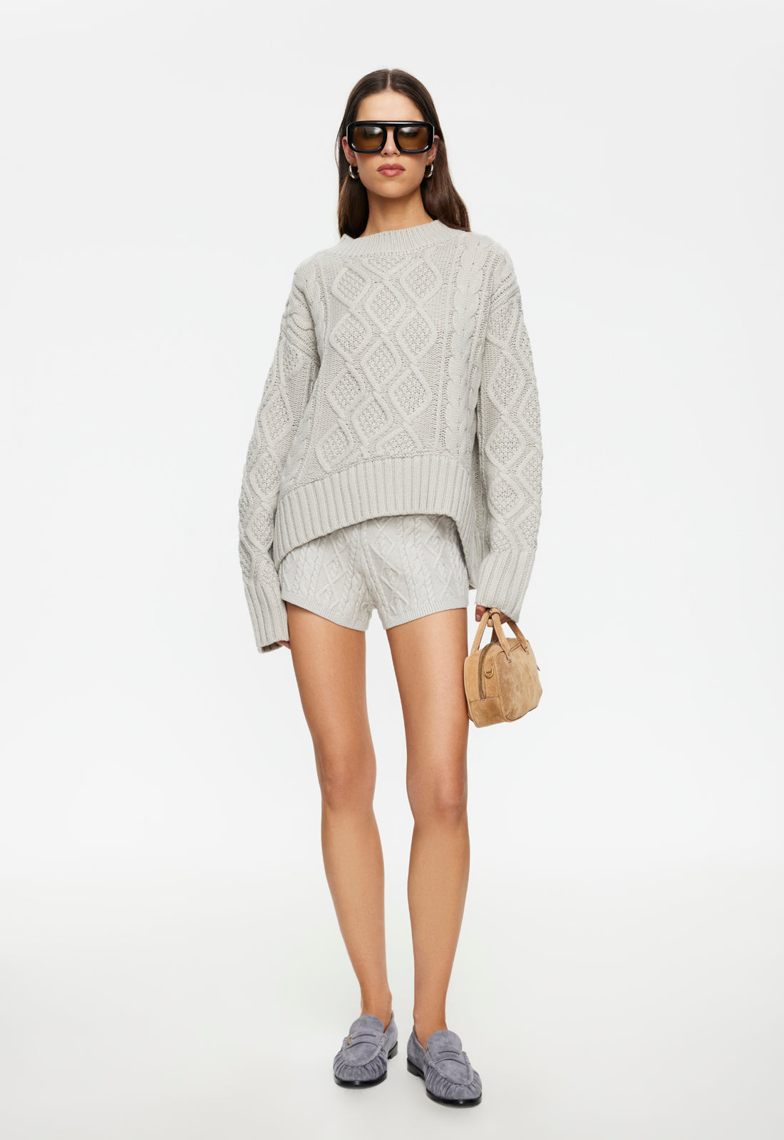 HOUSEWIFE KNIT SHORT - ASH CABLE Lioness Fashion