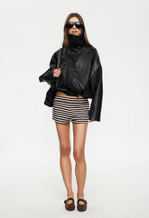 Bloom Knit Short - Beige Chocolate Stripe Lioness Fashion