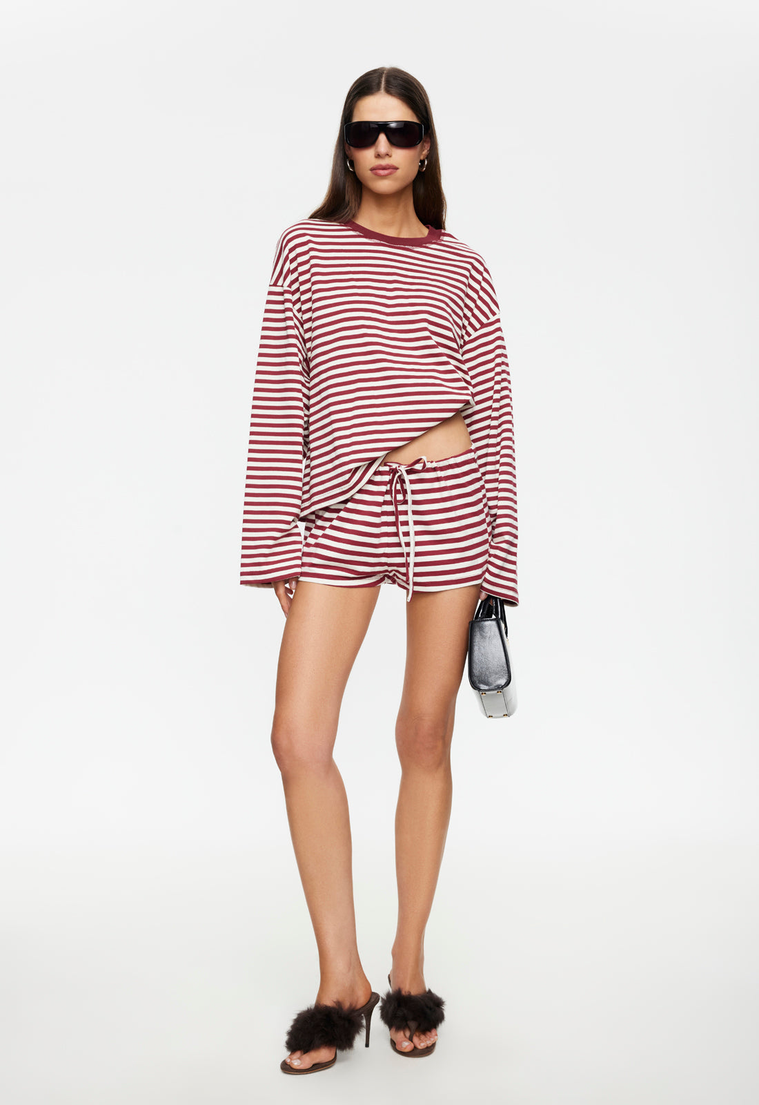 Bloom Long Sleeve - WIne Stripe Lioness Fashion