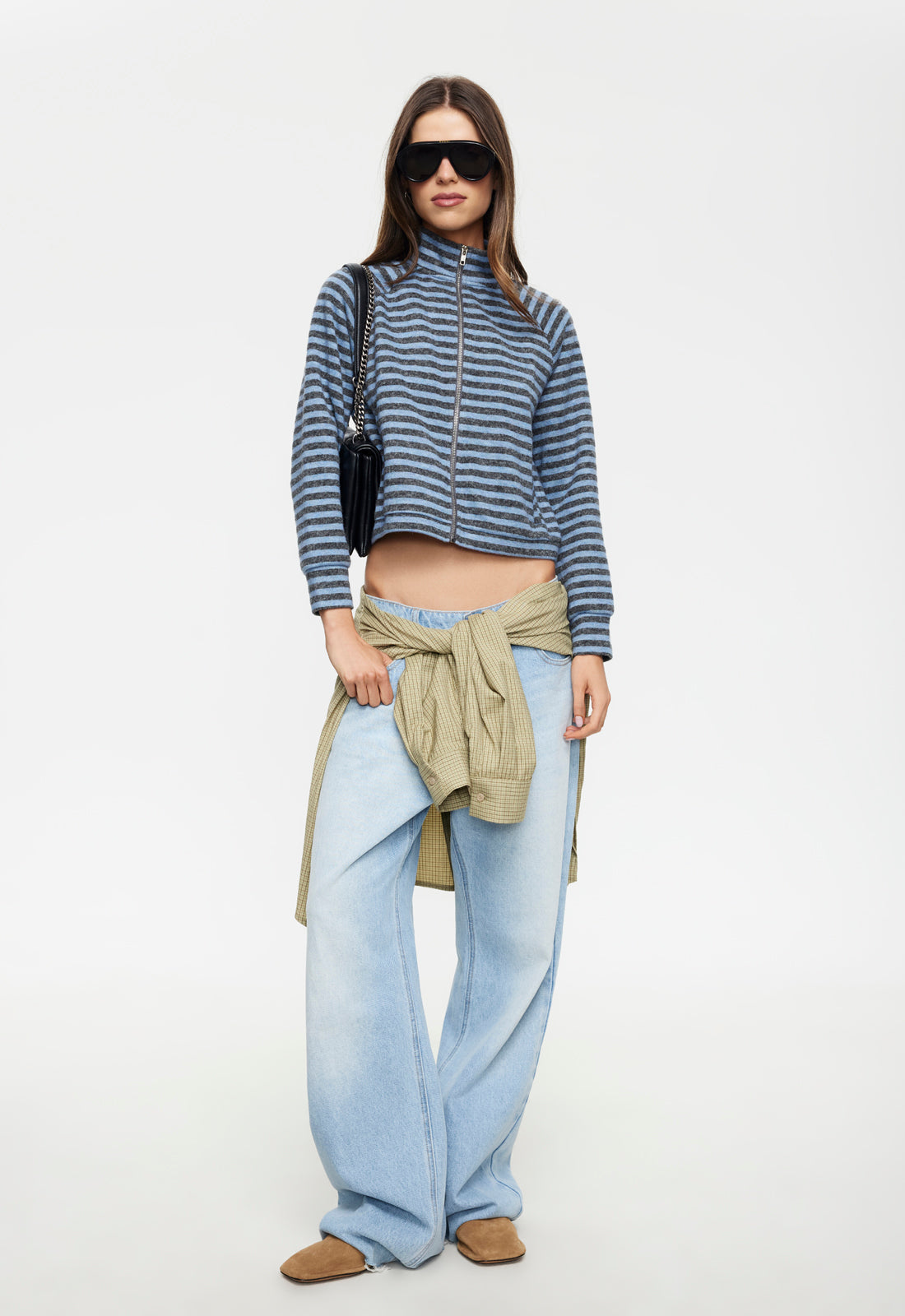 Bloom Knit Jacket - Grey Blue Stripe Lioness Fashion