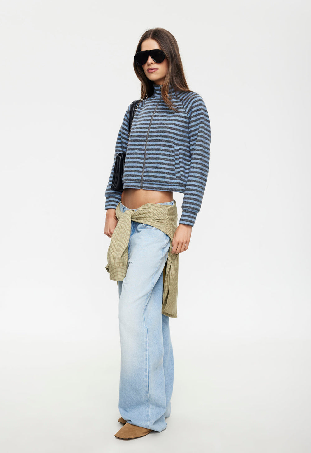 Bloom Knit Jacket - Grey Blue Stripe Lioness Fashion