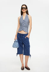 POWER HOUR HALTER - NAVY PLAID Lioness Fashion