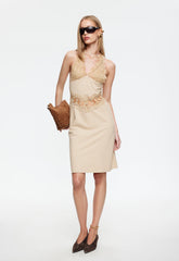 SOLANA MIDI DRESS - BEIGE PLAID Lioness Fashion