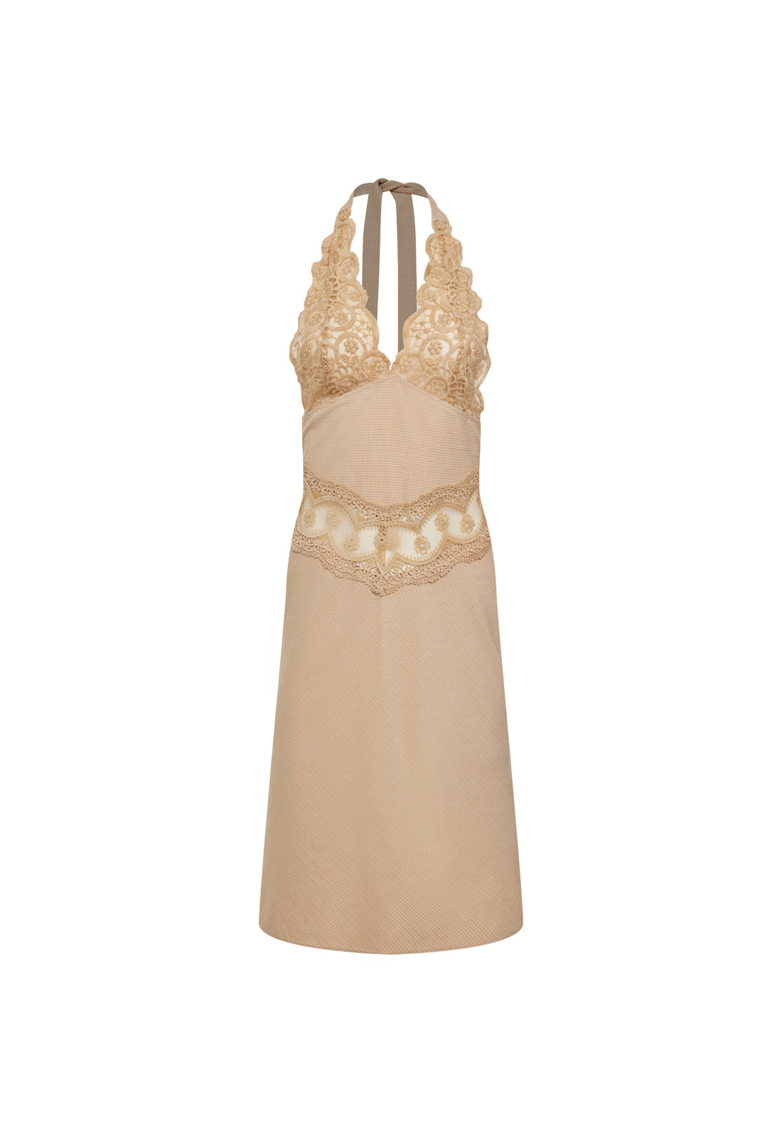 SOLANA MIDI DRESS - BEIGE PLAID Lioness Fashion