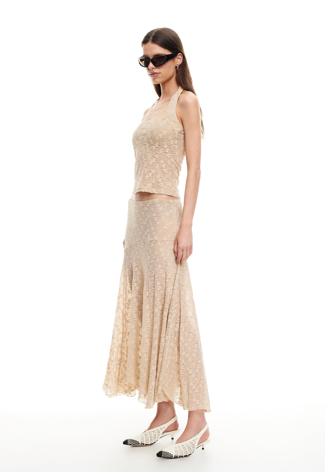 IN BLOOM LACE MIDI SKIRT - TAUPE Lioness Fashion