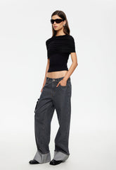 Top Model Cuffed Jean - Charcoal Lioness Fashion