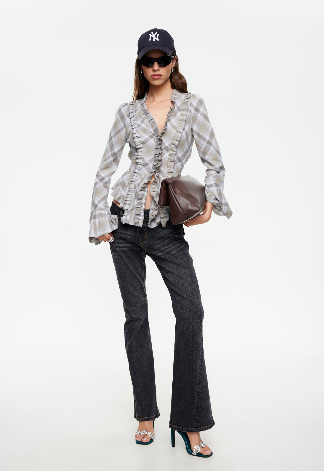Odette Long Sleeve - Ash Plaid Lioness Fashion