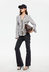 Odette Long Sleeve - Ash Plaid Lioness Fashion