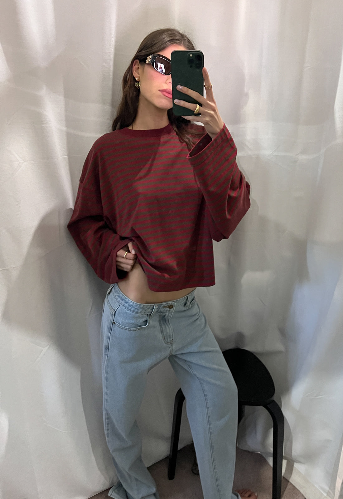 BLOOM LONG SLEEVE - CHOCOLATE WINE STRIPE Lioness Fashion