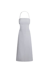 MOONLIT MIDI DRESS - LIGHT GREY PINSTRIPE Lioness Fashion