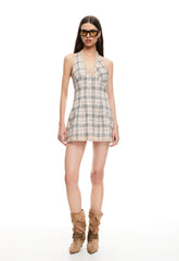 CHARMED MINI DRESS - BEIGE PLAID Lioness Fashion