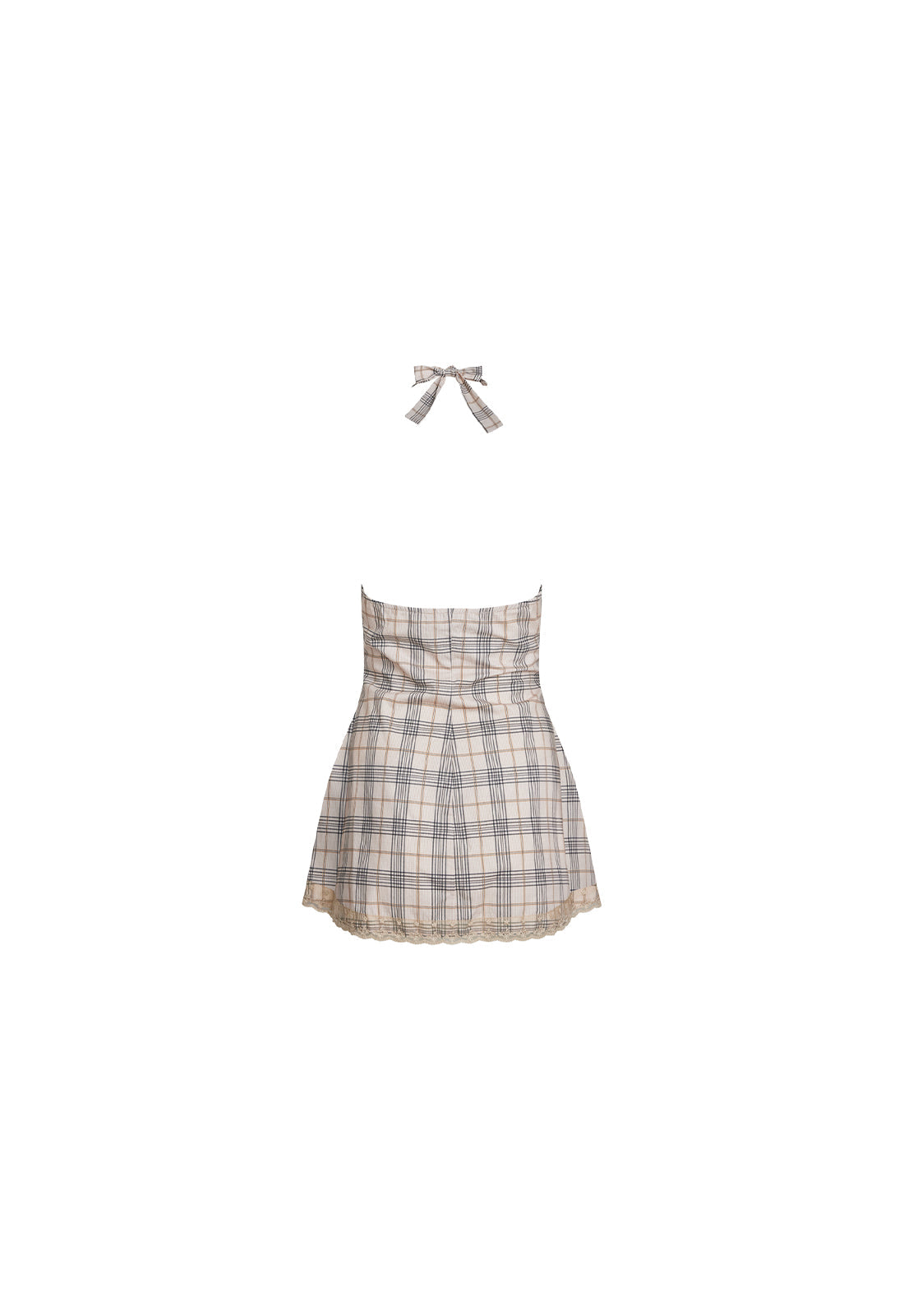 CHARMED MINI DRESS - BEIGE PLAID Lioness Fashion